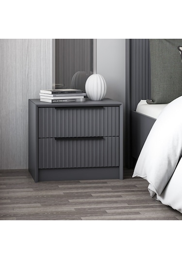 Kale Luxe 2 Çekmeceli Komodin - Antrasit