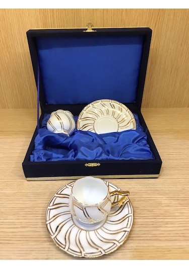 Güral Porselen El Yapımı 2 Kişilik 4 Parça Türk Kahve Takımı