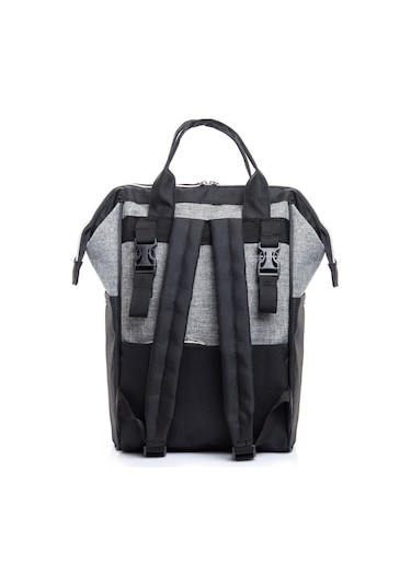 Anne Bebek Bakım Sırt Çantası Siyah-gri Termos Bölmeli Gri - Siyah