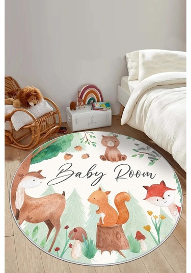 West Home Makinede Yıkanabilir Kaymaz Taban Leke Tutmaz Yuvarlak Çocuk Halısı Oyun Matı Wh 552 Green Yuvarlak Yeşil