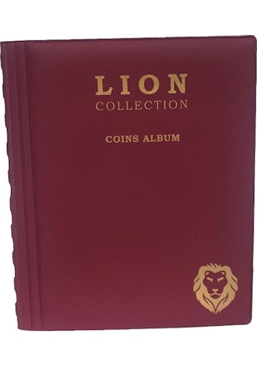 Lion Marka Madeni Para Albümü 10 Sayfa - 120 Cepli Bordo