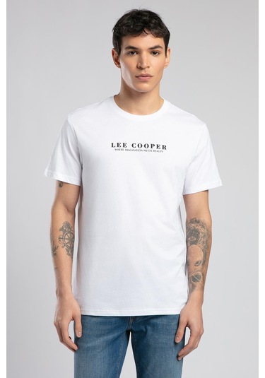 Lee Cooper Antonia Erkek O Yaka T-shirt Beyaz-19902 Beyaz