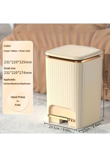 Fastbuy Challenger 2025 Yeni Model Beyaz Orta Boy Koku Kapalı Ayak Pedalli Çöp Kutusu Beyaz