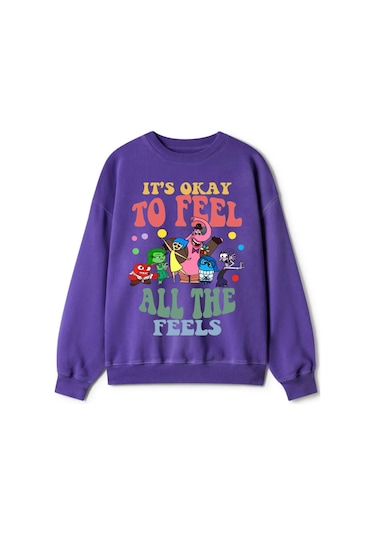 Ters Yüz Çocuk Sweatshirt Mor