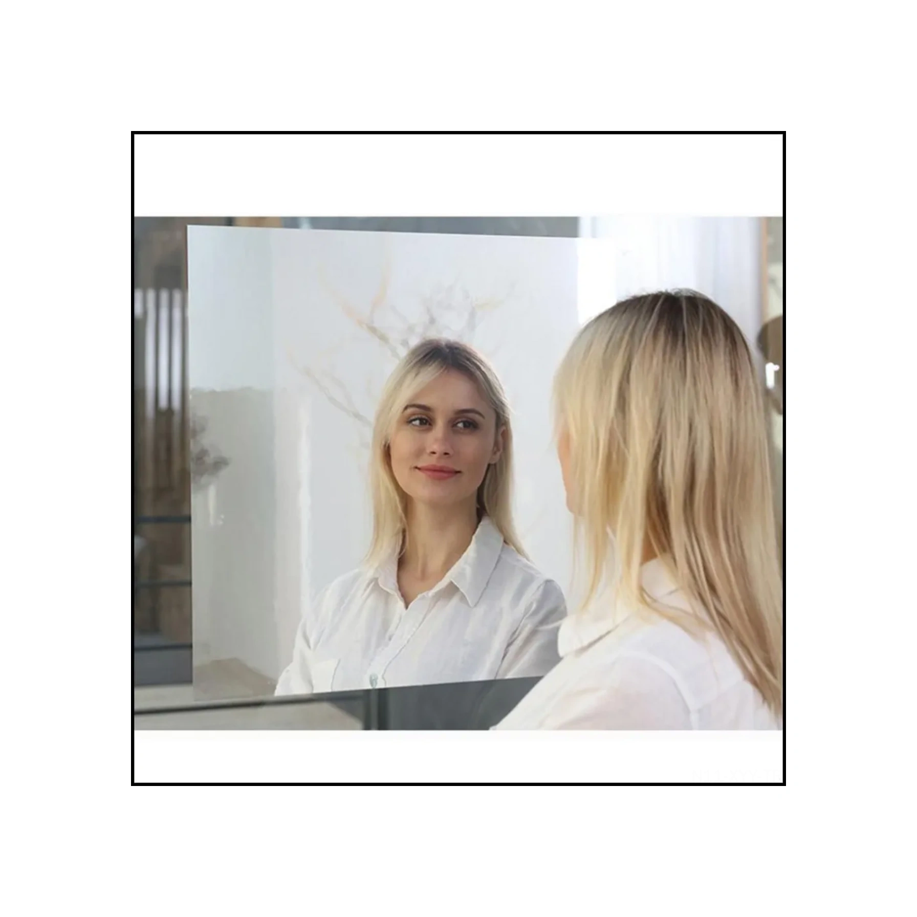 Yaleker Banyo İçin Pet Materyalli 50x100 Cm Otostik Yalıtkan Duvar Ayna - Kolay Kurulum, Suya Ve Yağa Dayanıklı Dekoratif Ayna 1 Adet Gümüş