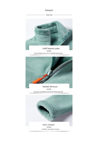 Snapbuy Çift Taraflı Fermuarlı Kadın Polar Üst Yeşil