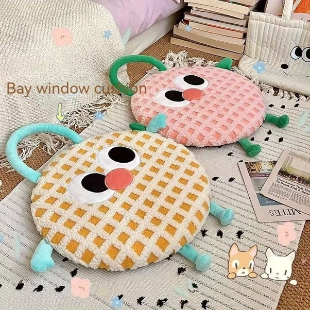 Elmpaly Mavi-mor Çizgili Yuvarlak Ofis Minderi, Çıkarılabilir Yıkanabilir 14.96inç Mavi-mor Çizgili Boyut