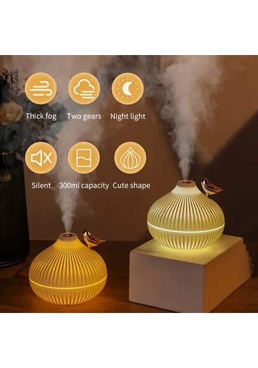 Techbloom 1 X 10 14 Oz Led Işık Soğuk Buhar Nemlendirici Usb Aromaterapi Difüzör Taşınabilir Mini Oda Nemlendirici White