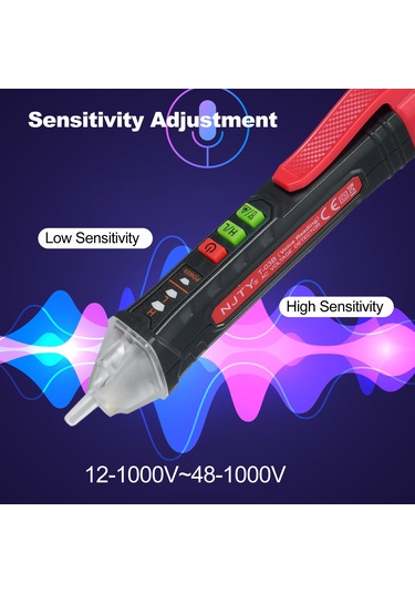 Springsun Njty Sesli Bildirimli Temasız Voltaj Dedektörü 12v-1000v/48v-1000v Çift Aralıklı Kablo Test Cihazı