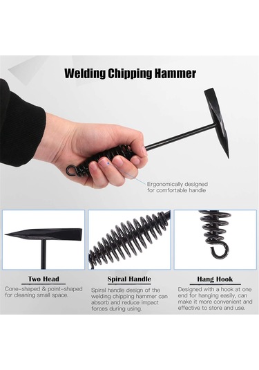 Xurunkeji Adet Kaynak Cürufu Temizleme Aleti: Bobin Yaylı Saplı Kaynak Kırıcı Çekici Ve Tel Fırça İle Bir Çift Kaynak Eldiveni