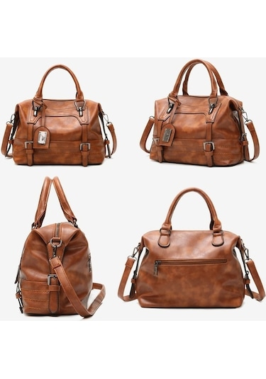 Wondernest Bayanlar Gündelik Çanta Yumuşak Yüzlü Düz Renk Tek Omuz Çapraz Büyük Çanta Siyah Av Siyah