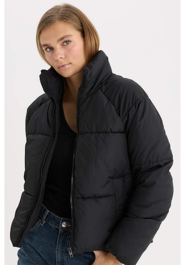 DeFacto Regular Fit Şişme Mont Fermuarlı Cepli E7385AX24WNBK27 Siyah