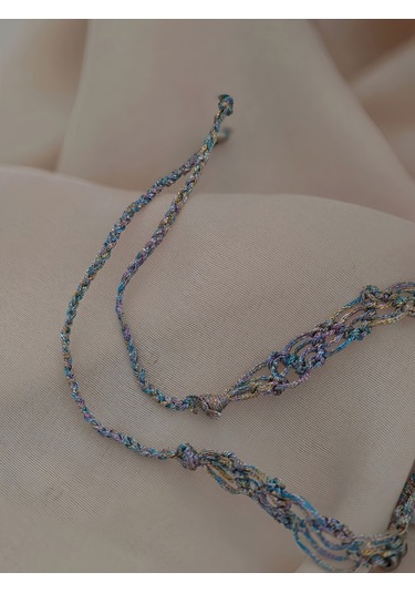 Makrome Bohem İp Örme Renkli El Yapımı Bağlamalı Kolye Çok REnkli