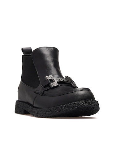 Mammamia Kadın Hakiki Deri Loafer Günlük Bot 25k D25kb-1940 Z Siyah Siyah