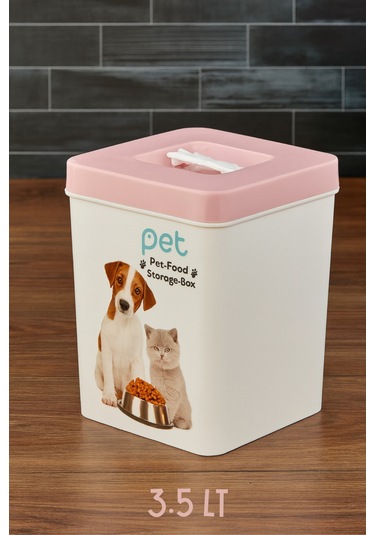 Evcil Hayvan Kedi Ve Köpek Mama Saklama Kabı - Pembe