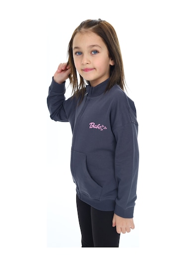 Toontoy Kız Çocuk Baskılı Hırka Füme