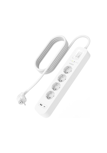 Belkin 4'lü Çoklu Priz, Yüksek Gerilim Korumalı, Duvara Montaj, 4 Diğer