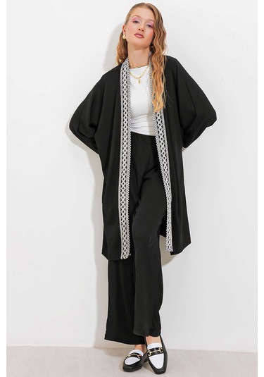 Gabria Uzun Kimono Takım Siyah