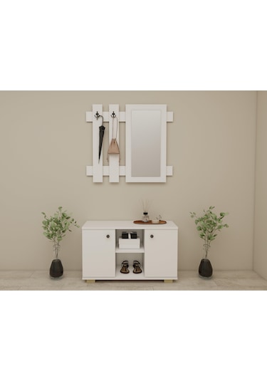 Sarissa Ayakkanbı Dolabı/askılık/antre Dolap-beyaz Beyaz