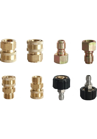 Geeroyoo Yüksek Basınçlı Yıkama Makinesi Hızlı Bağlantı Seti - Pirinç Malzeme, 8 Parça, 22 14/1/2 3/8 Dönüştürücü