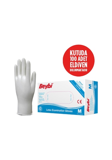 Beybi Pudralı Lateks Muayene Eldiveni 100'lü x 10 Paket M