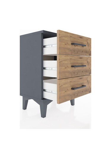 Arges Komodin 3 Çekmeceli 44x30x64 Antrasit-çam Antrasit
