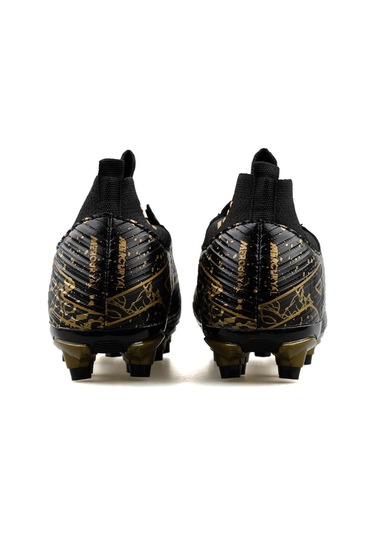 Potinonline Laliga 565 Çocuk Renkli Çoraplı Krampon Siyah - Altın