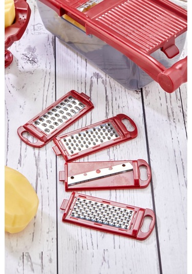 Cooker 5 Bıçaklı Hazneli Lüx Paslanmaz Çelik Rende Ckr3379-kırmızı Kırmızı