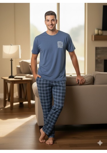 Erkek Kısa Kol Yazlık Pijama Takım Çok Renkli