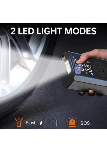 Willowhaven Siyah Kablosuz Elektrikli Şişirme Pompası 150psı Dijital Göstergeli Led Aydınlatmalı 2x2000mah Pil