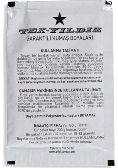 Tek Yıldız Kumaş Boyası Haki