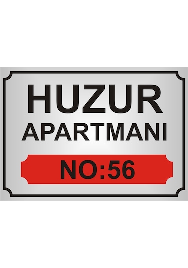 Apartman İsim Tabelası Mod2 Aliminyum AYNALI Gümüş  Metal Levha