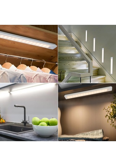 Suofeng Köşegen Usb Şarjlı Dolap Lambası - 120 Kişi+ışık Sensörü, Sürekli Aydınlatma, 300lm, 2000mah, Tekli Paket Beyaz