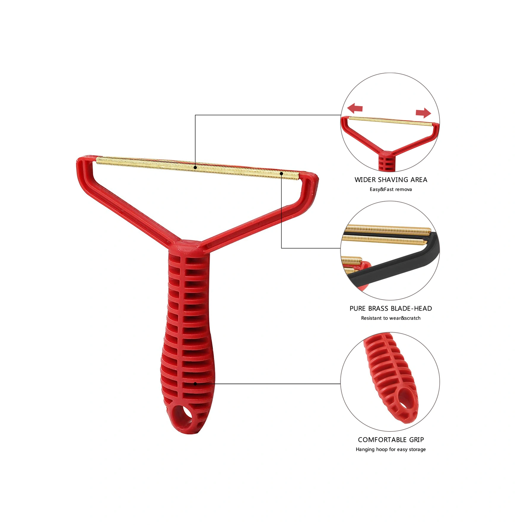 Youmex Kumaş Takırtı Ve Tüy Temizleyici, Manüel Bakır Bıçaklı, Ergonomik Kollü, 2 Adet Kırmızı Paket, Cashmere Ve Triko İçin Uygun Kırmızı