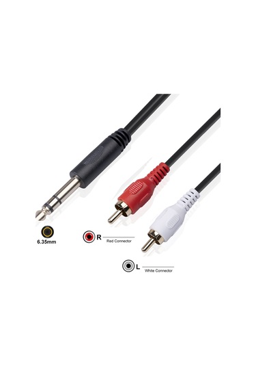 Cbtx Erkek Çift RCA Erkek Stereo Ses Adaptörü Kablosu 6.35MM 1.5 Metre