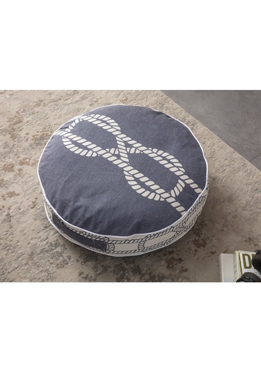 Çapa Desenli Taşınabilir Yuvarlak Puf Yer Minderi 60x60cm Balkon
