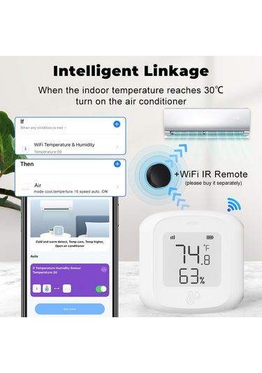 Mufunye Zigbee Akıllı Sıcaklık Ve Nem Sensörü - Alexa & Google Uyumlu, Lcd Ekranlı, Ev İçi İzleme, Zigbee Ağ Geçidi Gerektirir Pil Dahil Değil