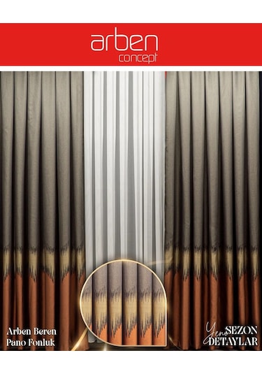 Arben Concept Beren Pano Fon Perde / Ölçünüze Özel Dikim Kiremit