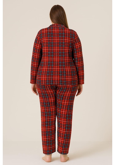 Kadın 02104 Büyük Beden Süet Pijama Takımı Bordo Bordo