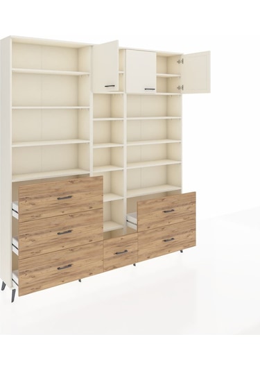 Arges Dolap 17 Raflı 6 Çekmeceli 3 Kapaklı 220x30x243 Aytaşı-aytaşı/çam Aytası/atlas Çam