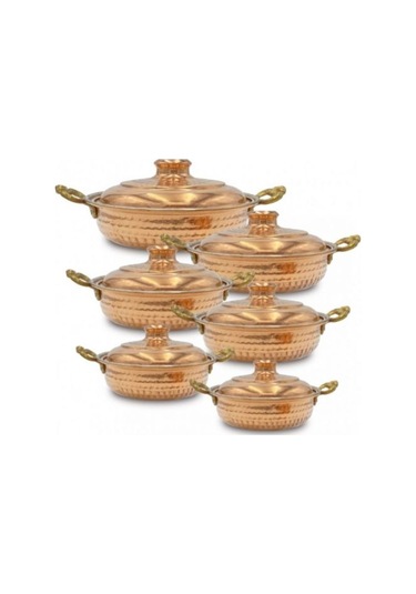 Bakır Tava Derin Kapaklı 6'lı Set Bakır