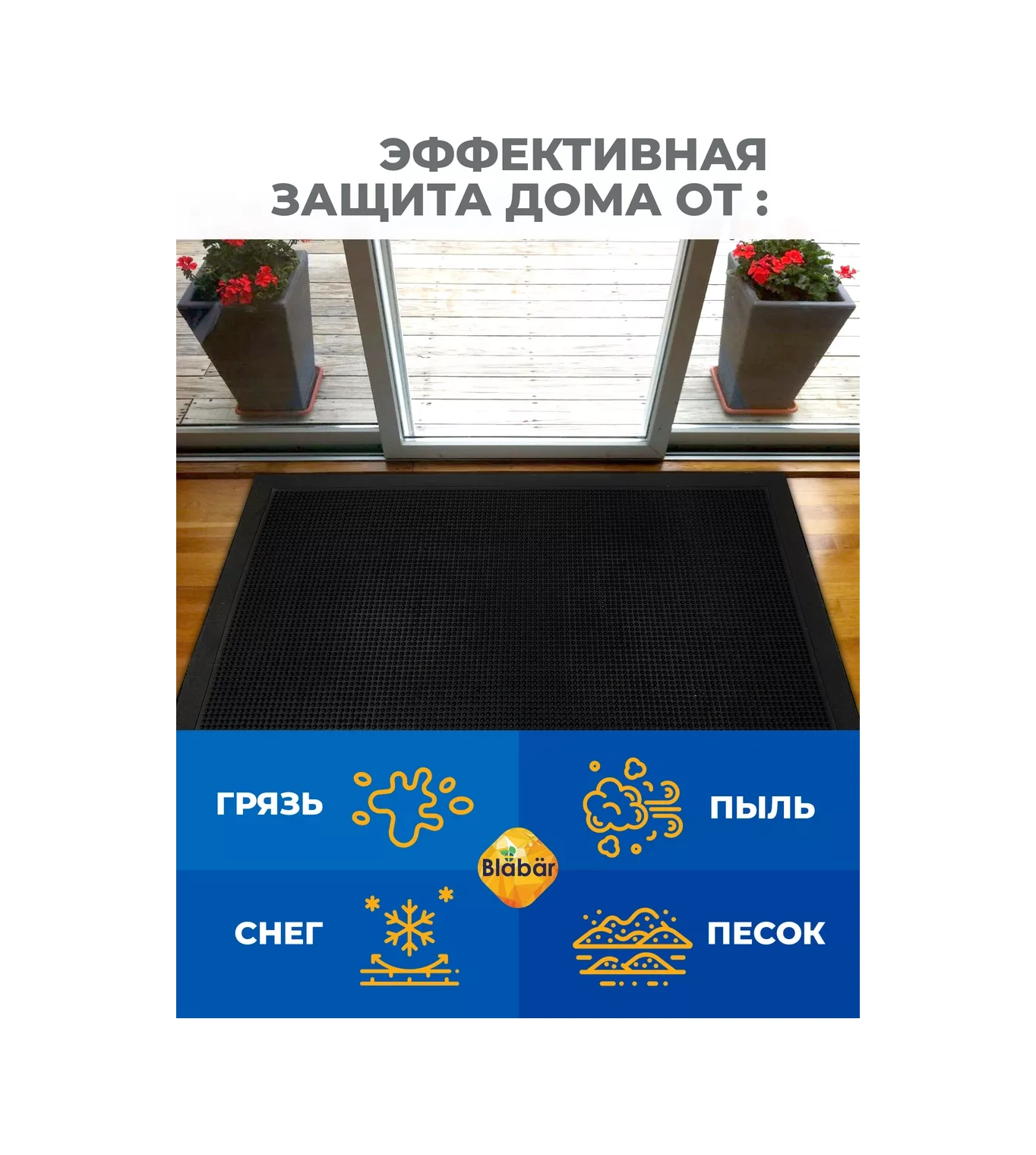 Blabar 40 X 60 Cm Koridor İçin Kauçuk Kapı Önlüğü 191508628 Siyah