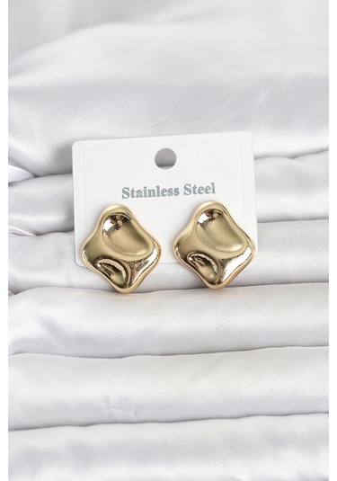 316l Çelik Gold Renk Plaka Model Kadın Küpe Altın 94986605
