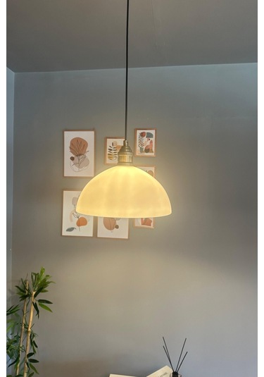 Perry Cam Tekli Avize Lale Beyaz Başlık Retro Sarkıt Lamba Restoran Salon Aydınlatma Beyaz