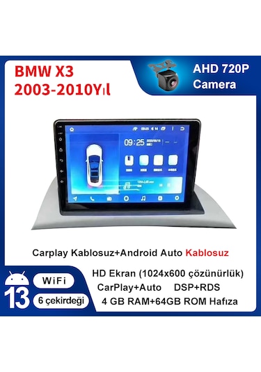 Bmw X3 2003-2011 Carplay Navigasyon Multimedya 9ınç 4gb Ram 64gb