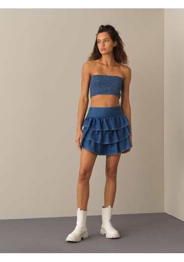 Mavi Regular Fit Şortlu Etek 270366 Mavi