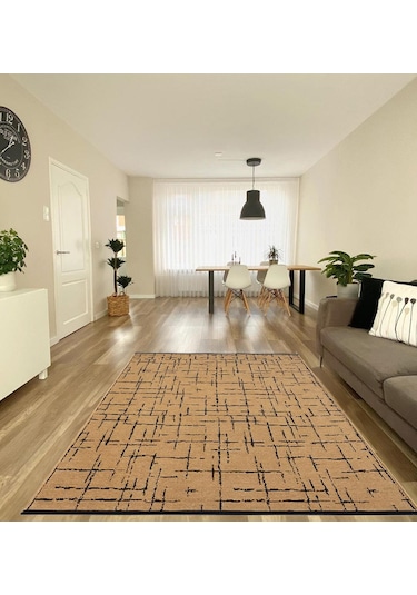 Çam Halı Bodrum Bdr 124 Hardal Özel Latex Kaymaz Tabanlı Kilim