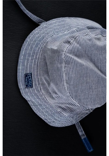 Kız Bebek Lacivert Beyaz Çizgili Losan Şapka Lacivert