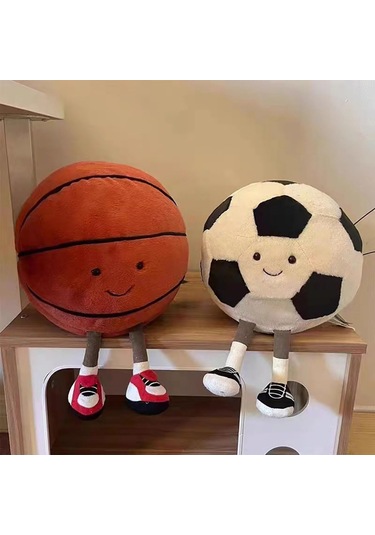 Yaozixa Basketbol Desenli Yumuşak Peluş Yastık - 20cm Çaplı, 100% Poliester Dolgulu, El Yıkamalı Oyuncak Kumaşı Basketbol