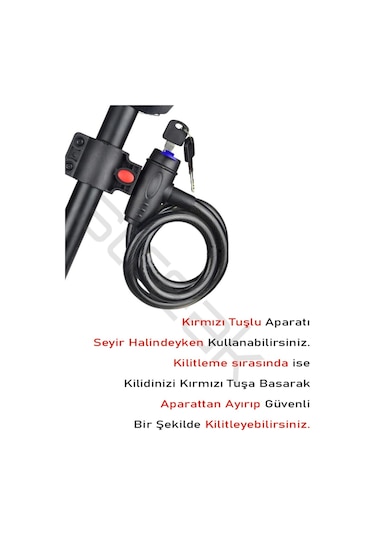 Anahtarlı Çelik Kilit Bisiklet Motosiklet Bebek Arabası Anahtarlı Güvenlik Kilidi Gri - Siyah